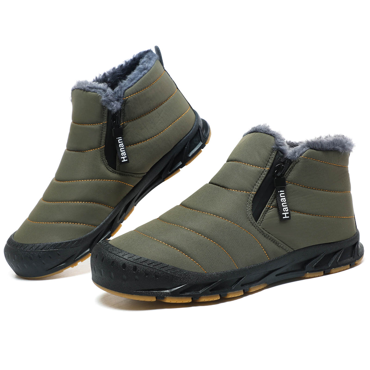 Snow Boots Mens Waterproof Winter Boots Fur Lined Warm Ankle Boots Zipper Closure Slip on Outdoor Boot Comfortable Walking Shoes