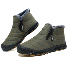 Snow Boots Mens Waterproof Winter Boots Fur Lined Warm Ankle Boots Zipper Closure Slip on Outdoor Boot Comfortable Walking Shoes