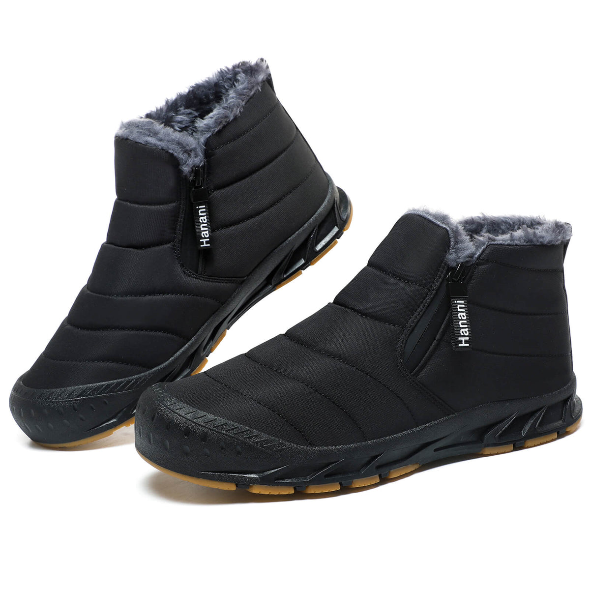 Snow Boots Mens Waterproof Winter Boots Fur Lined Warm Ankle Boots Zipper Closure Slip on Outdoor Boot Comfortable Walking Shoes
