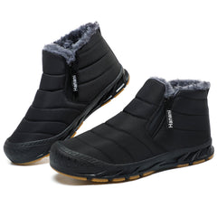 Snow Boots Mens Waterproof Winter Boots Fur Lined Warm Ankle Boots Zipper Closure Slip on Outdoor Boot Comfortable Walking Shoes