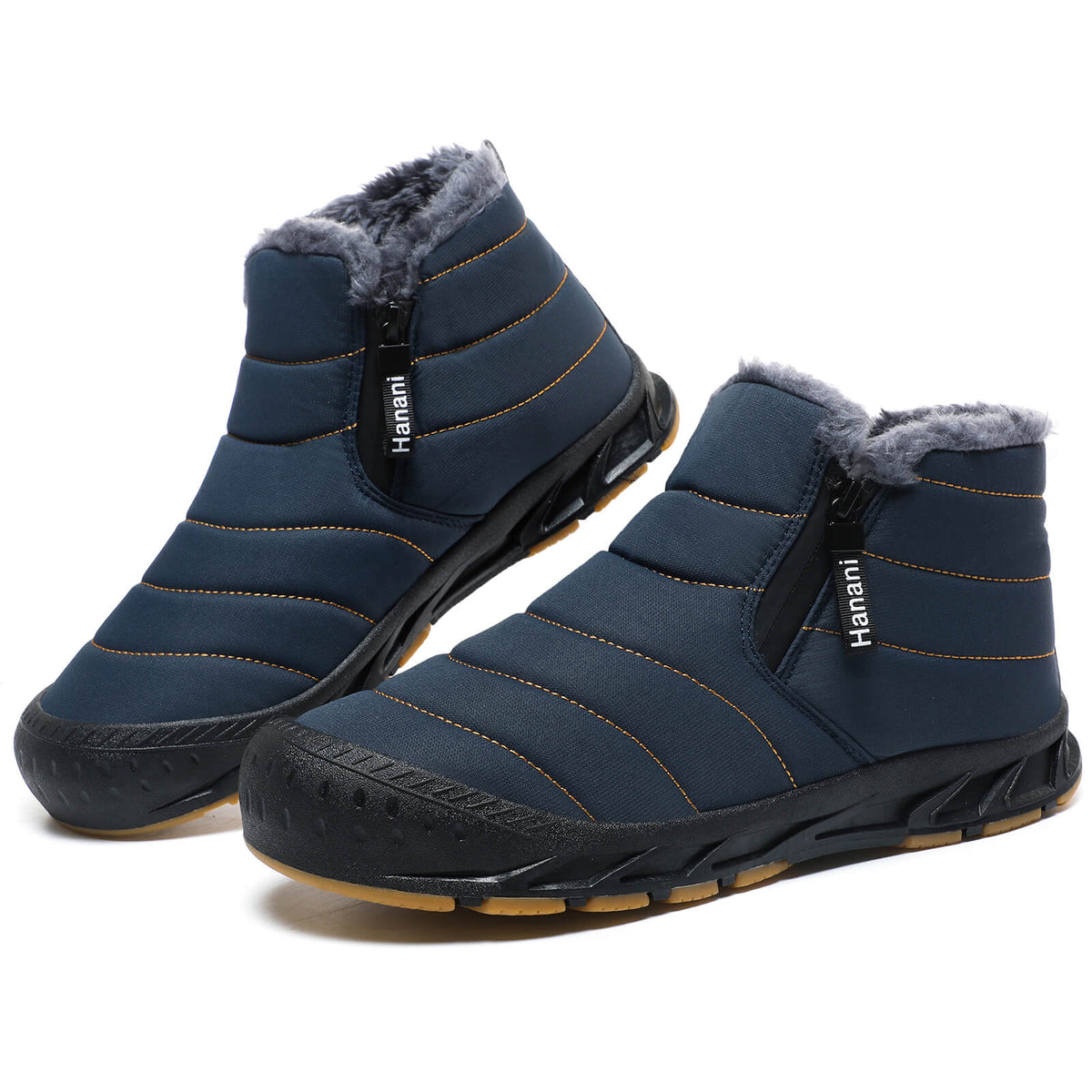 Snow Boots Mens Waterproof Winter Boots Fur Lined Warm Ankle Boots Zipper Closure Slip on Outdoor Boot Comfortable Walking Shoes