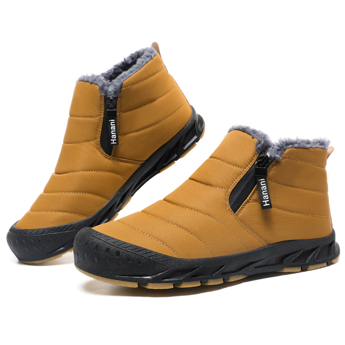 Snow Boots Mens Waterproof Winter Boots Fur Lined Warm Ankle Boots Zipper Closure Slip on Outdoor Boot Comfortable Walking Shoes