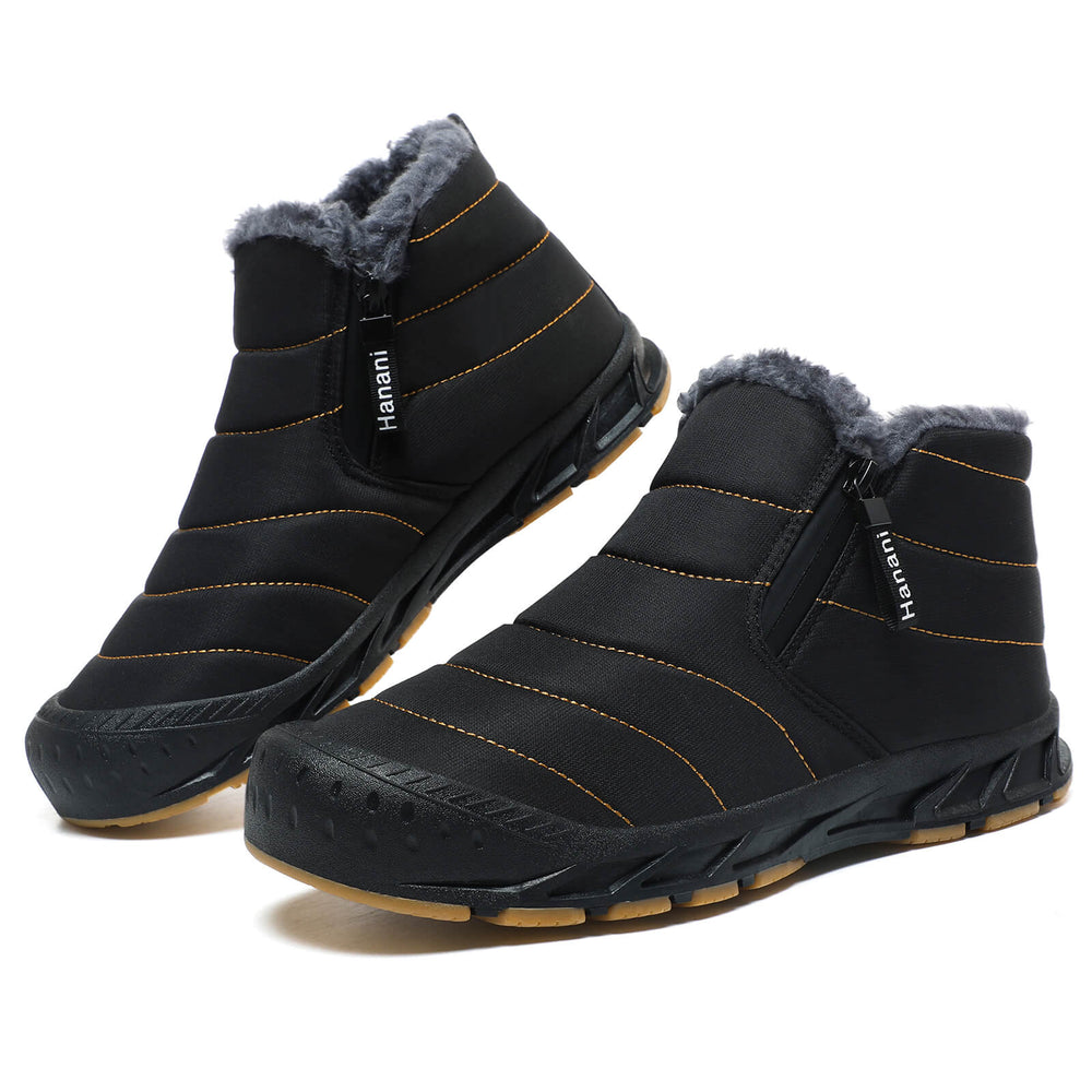 Snow Boots Mens Waterproof Winter Boots Fur Lined Warm Ankle Boots Zipper Closure Slip on Outdoor Boot Comfortable Walking Shoes