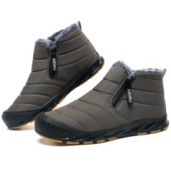Snow Boots Mens Waterproof Winter Boots Fur Lined Warm Ankle Boots Zipper Closure Slip on Outdoor Boot Comfortable Walking Shoes