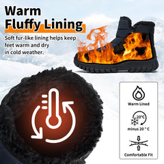 Mens Winter Snow Boots Waterproof Faux Fur Lined Ankle Boots with Side Zipper Non Slip Rubber Sole Warm Outdoor Walking Boots