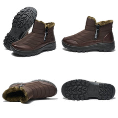 Mens Winter Snow Boots Fur Lined Warm Ankle Boots Zipper Closure Waterproof Outdoor Boots Men's Lightweight Comfortable Shoes