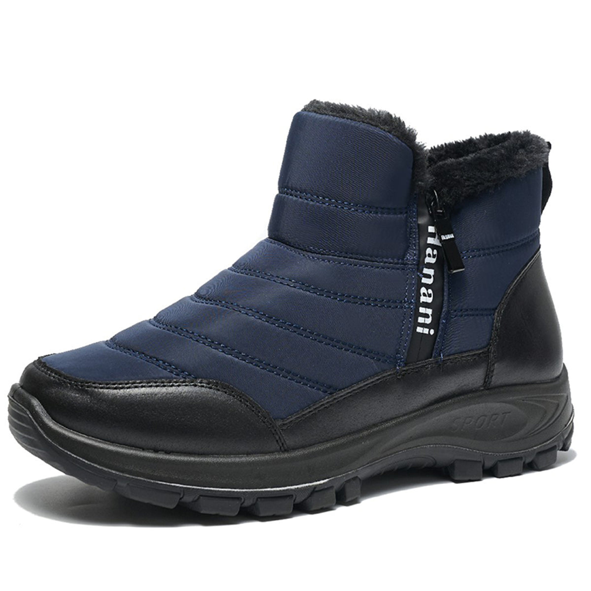 Mens Winter Snow Boots Fur Lined Warm Ankle Boots Zipper Closure Waterproof Outdoor Boots Men's Lightweight Comfortable Shoes