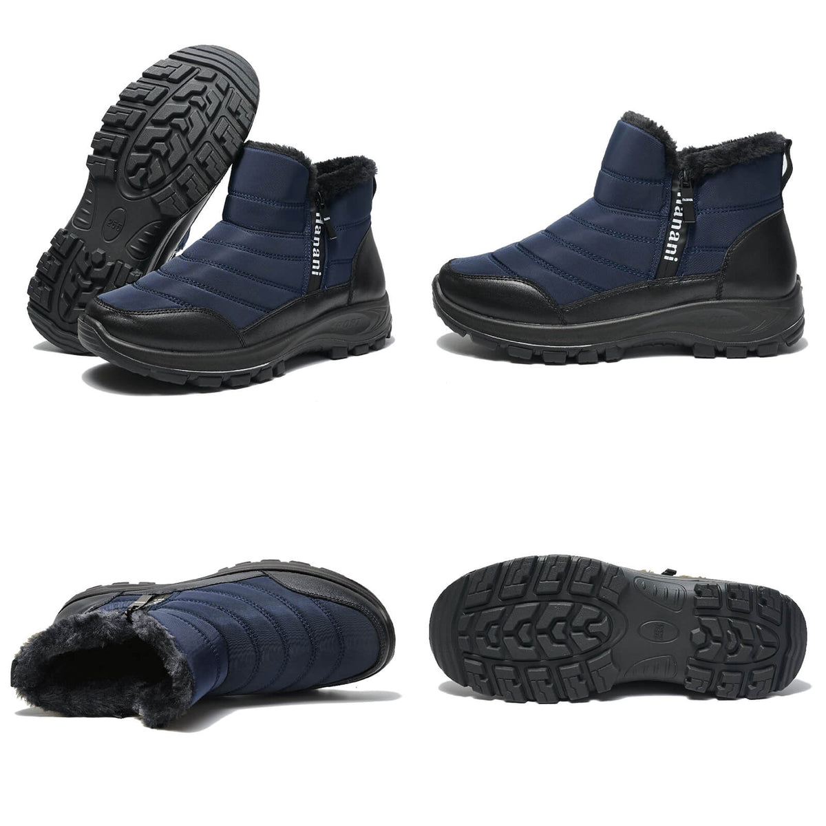 Mens Winter Snow Boots Fur Lined Warm Ankle Boots Zipper Closure Waterproof Outdoor Boots Men's Lightweight Comfortable Shoes