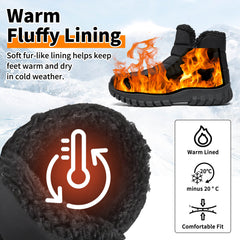 Mens Winter Snow Boots Waterproof Faux Fur Lined Ankle Boots with Side Zipper Non Slip Rubber Sole Warm Outdoor Walking Boots