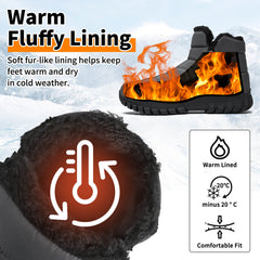 Mens Winter Snow Boots Waterproof Faux Fur Lined Ankle Boots with Side Zipper Non Slip Rubber Sole Warm Outdoor Walking Boots