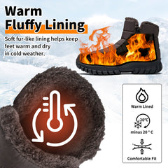 Mens Winter Snow Boots Waterproof Faux Fur Lined Ankle Boots with Side Zipper Non Slip Rubber Sole Warm Outdoor Walking Boots