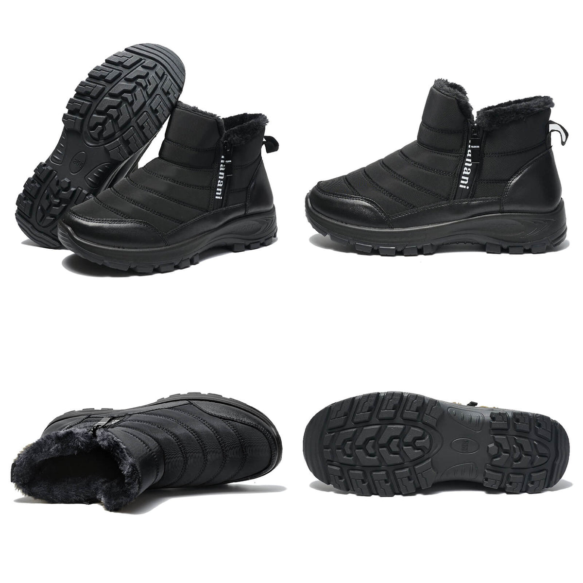 Mens Winter Snow Boots Fur Lined Warm Ankle Boots Zipper Closure Waterproof Outdoor Boots Men's Lightweight Comfortable Shoes
