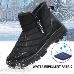 Mens Winter Snow Boots Fur Lined Warm Ankle Boots Zipper Closure Waterproof Outdoor Boots Men's Lightweight Comfortable Shoes