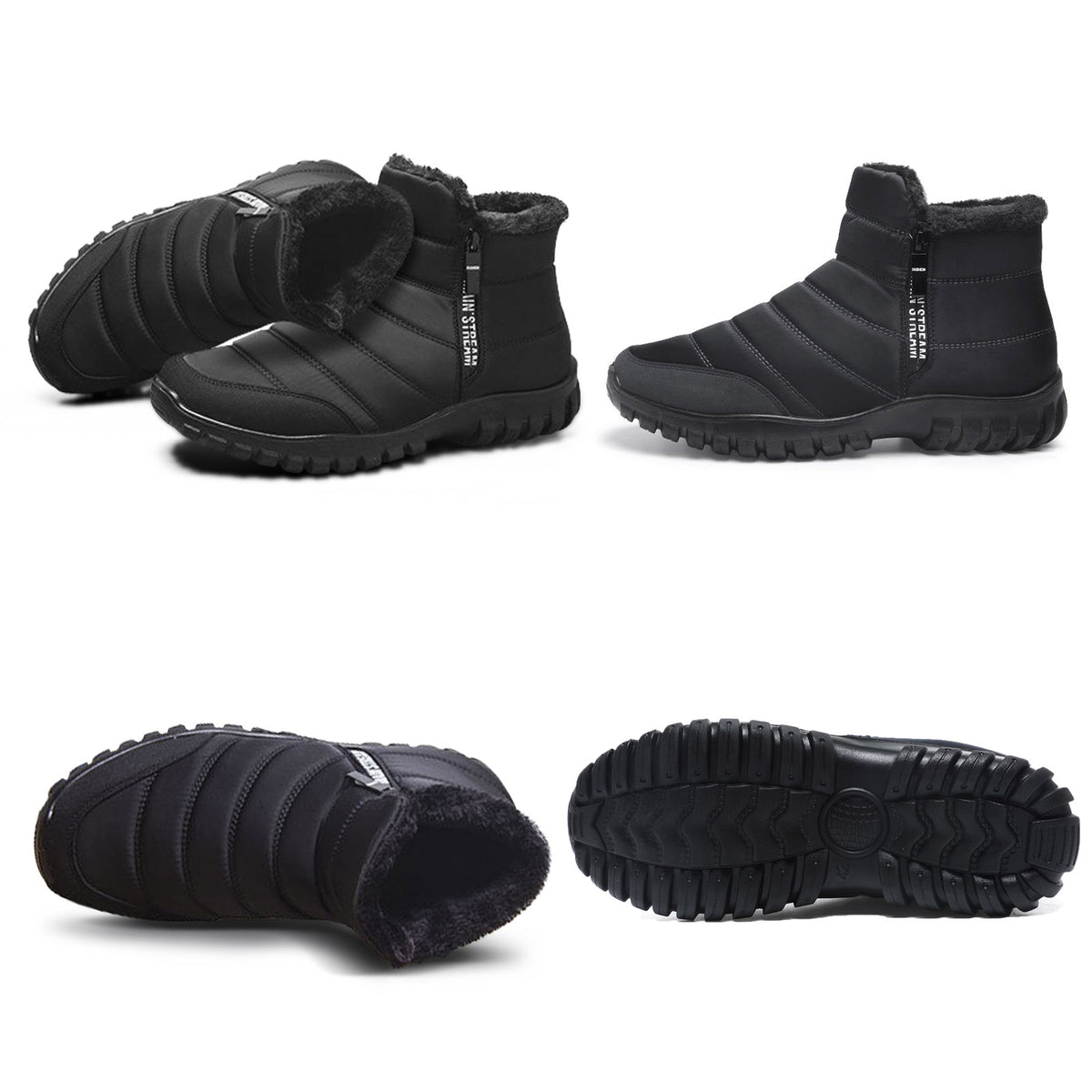 Mens Winter Snow Boots Fur Lined Warm Ankle Boots Zipper Closure Waterproof Outdoor Boots Men's Lightweight Comfortable Shoes