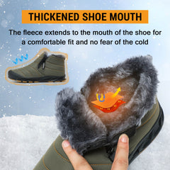 Snow Boots Mens Waterproof Winter Boots Fur Lined Warm Ankle Boots Zipper Closure Slip on Outdoor Boot Comfortable Walking Shoes