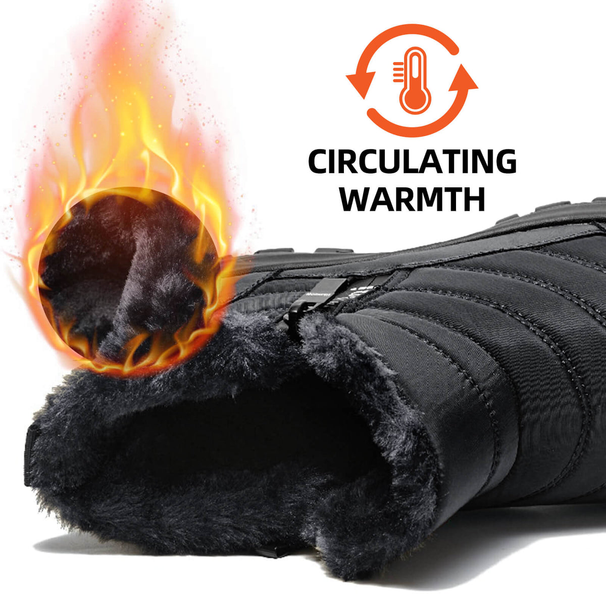 Mens Winter Snow Boots Fur Lined Warm Ankle Boots Zipper Closure Waterproof Outdoor Boots Men's Lightweight Comfortable Shoes