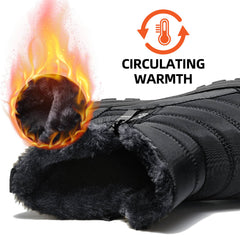 Mens Winter Snow Boots Fur Lined Warm Ankle Boots Zipper Closure Waterproof Outdoor Boots Men's Lightweight Comfortable Shoes