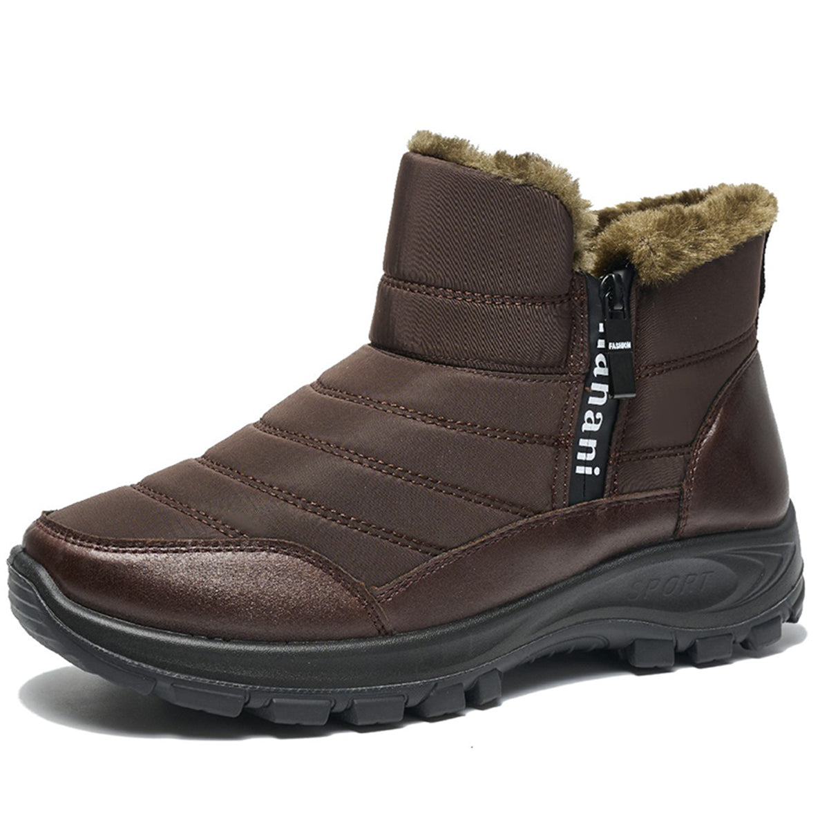 Mens Winter Snow Boots Fur Lined Warm Ankle Boots Zipper Closure Waterproof Outdoor Boots Men's Lightweight Comfortable Shoes