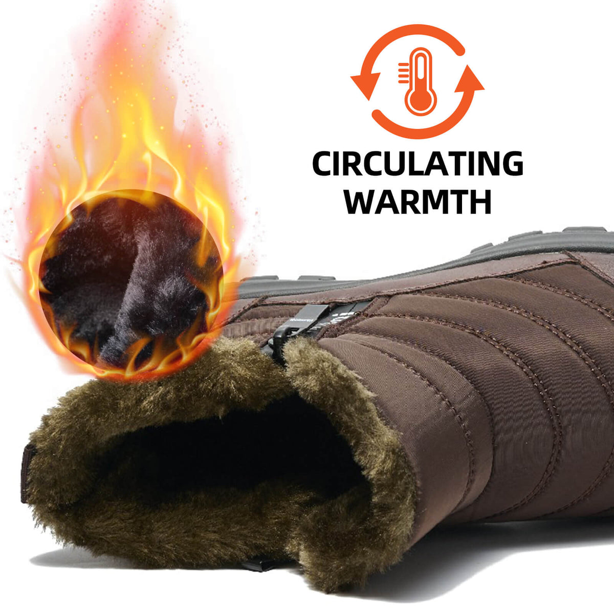 Mens Winter Snow Boots Fur Lined Warm Ankle Boots Zipper Closure Waterproof Outdoor Boots Men's Lightweight Comfortable Shoes