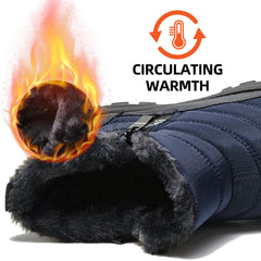 Mens Winter Snow Boots Fur Lined Warm Ankle Boots Zipper Closure Waterproof Outdoor Boots Men's Lightweight Comfortable Shoes