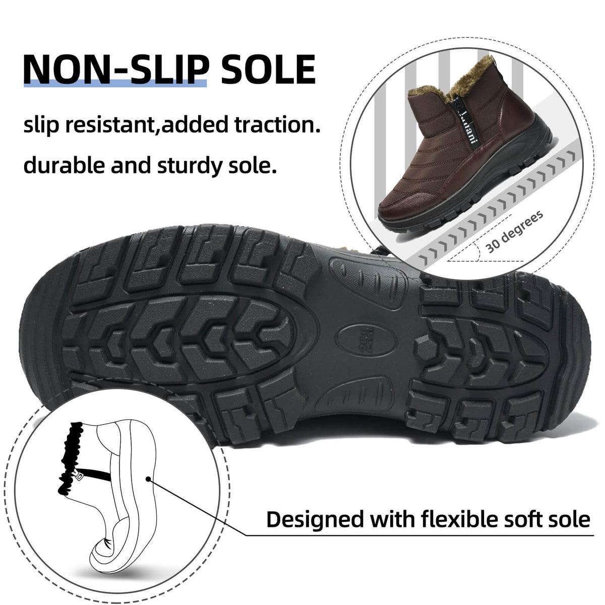 Mens Winter Snow Boots Fur Lined Warm Ankle Boots Zipper Closure Waterproof Outdoor Boots Men's Lightweight Comfortable Shoes