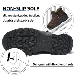 Mens Winter Snow Boots Fur Lined Warm Ankle Boots Zipper Closure Waterproof Outdoor Boots Men's Lightweight Comfortable Shoes