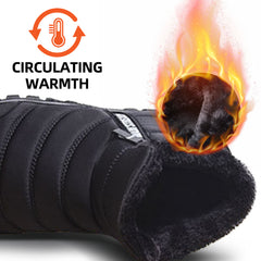Mens Winter Snow Boots Fur Lined Warm Ankle Boots Zipper Closure Waterproof Outdoor Boots Men's Lightweight Comfortable Shoes