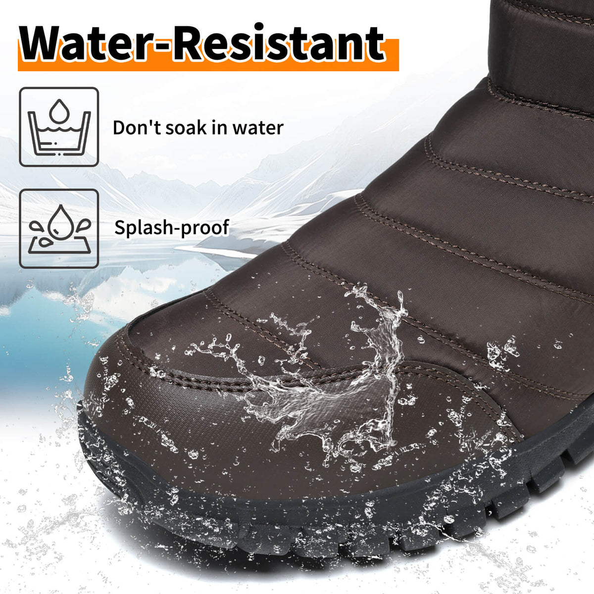 Mens Winter Snow Boots Waterproof Faux Fur Lined Ankle Boots with Side Zipper Non Slip Rubber Sole Warm Outdoor Walking Boots