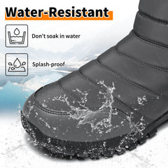Mens Winter Snow Boots Waterproof Faux Fur Lined Ankle Boots with Side Zipper Non Slip Rubber Sole Warm Outdoor Walking Boots