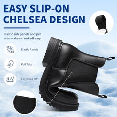 Women’s Chelsea Boots Winter Ankle Boots Faux Fur Lined Slip On Booties with Removable Warm Insole and Non Slip Rubber Lug Sole