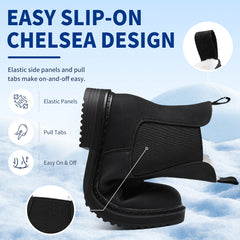 Women’s Chelsea Boots Winter Ankle Boots Faux Fur Lined Slip On Booties with Removable Warm Insole and Non Slip Rubber Lug Sole