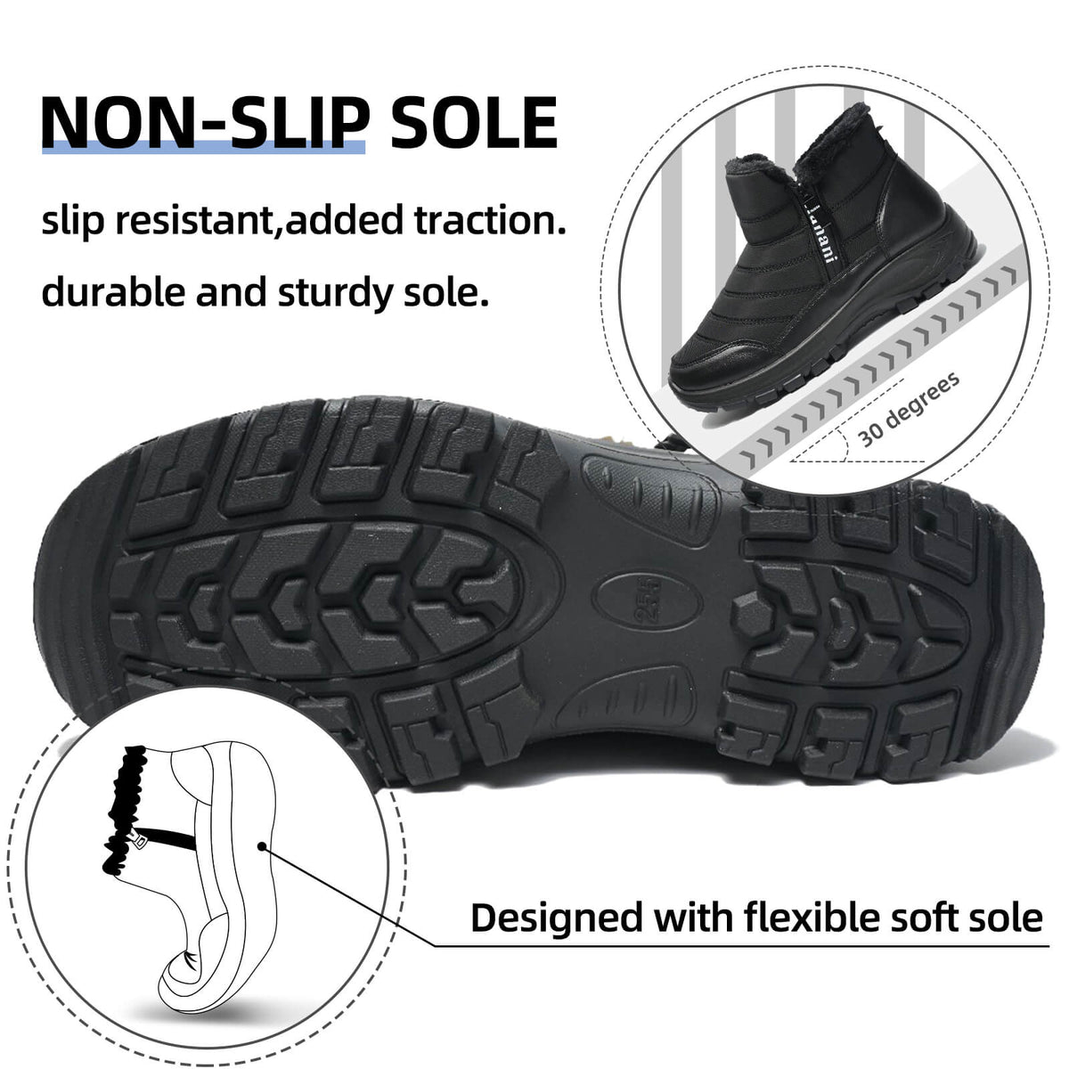 Mens Winter Snow Boots Fur Lined Warm Ankle Boots Zipper Closure Waterproof Outdoor Boots Men's Lightweight Comfortable Shoes
