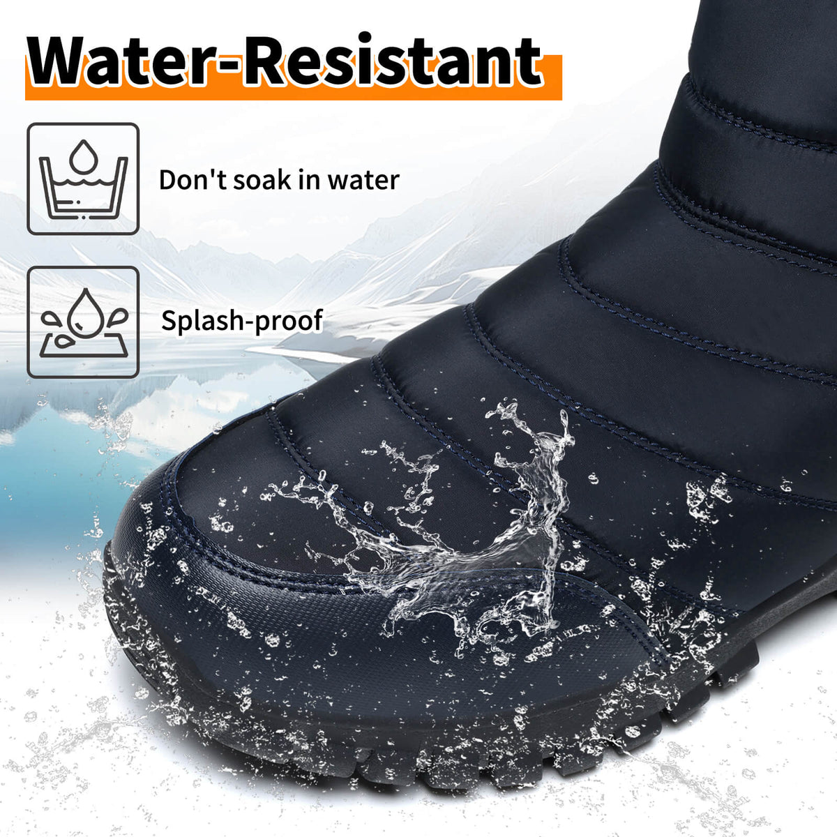 Mens Winter Snow Boots Waterproof Faux Fur Lined Ankle Boots with Side Zipper Non Slip Rubber Sole Warm Outdoor Walking Boots