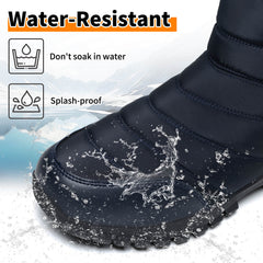 Mens Winter Snow Boots Waterproof Faux Fur Lined Ankle Boots with Side Zipper Non Slip Rubber Sole Warm Outdoor Walking Boots