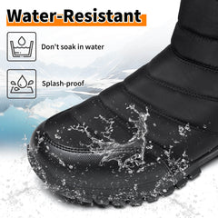Mens Winter Snow Boots Waterproof Faux Fur Lined Ankle Boots with Side Zipper Non Slip Rubber Sole Warm Outdoor Walking Boots