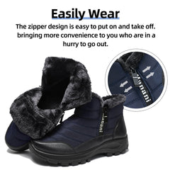 Mens Winter Snow Boots Fur Lined Warm Ankle Boots Zipper Closure Waterproof Outdoor Boots Men's Lightweight Comfortable Shoes