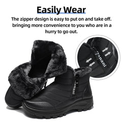 Mens Winter Snow Boots Fur Lined Warm Ankle Boots Zipper Closure Waterproof Outdoor Boots Men's Lightweight Comfortable Shoes
