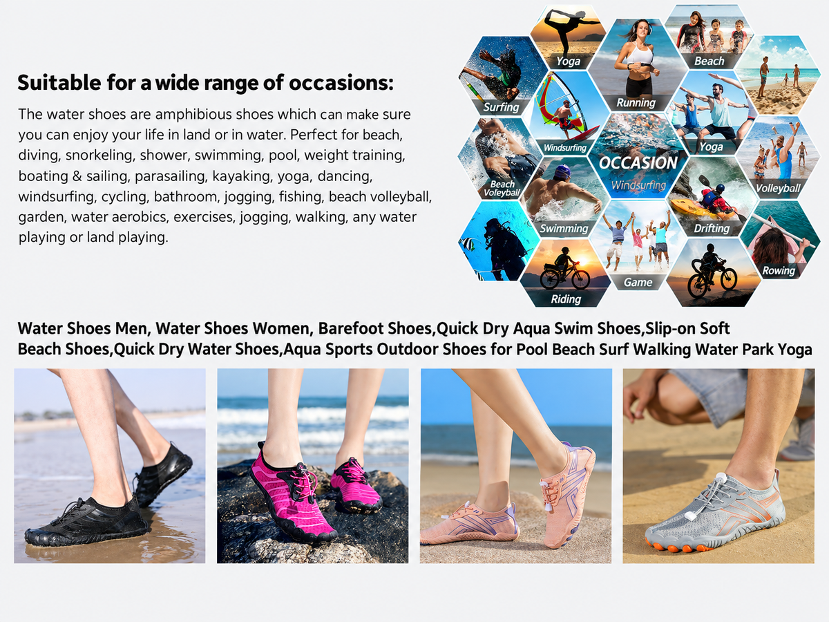 Water Shoes Mens Women Barefoot Shoes Quick Dry Aqua Outdoor Sports for Swim Pool Beach Surf Walk Water Yoga River Lake Hiking Kayaking