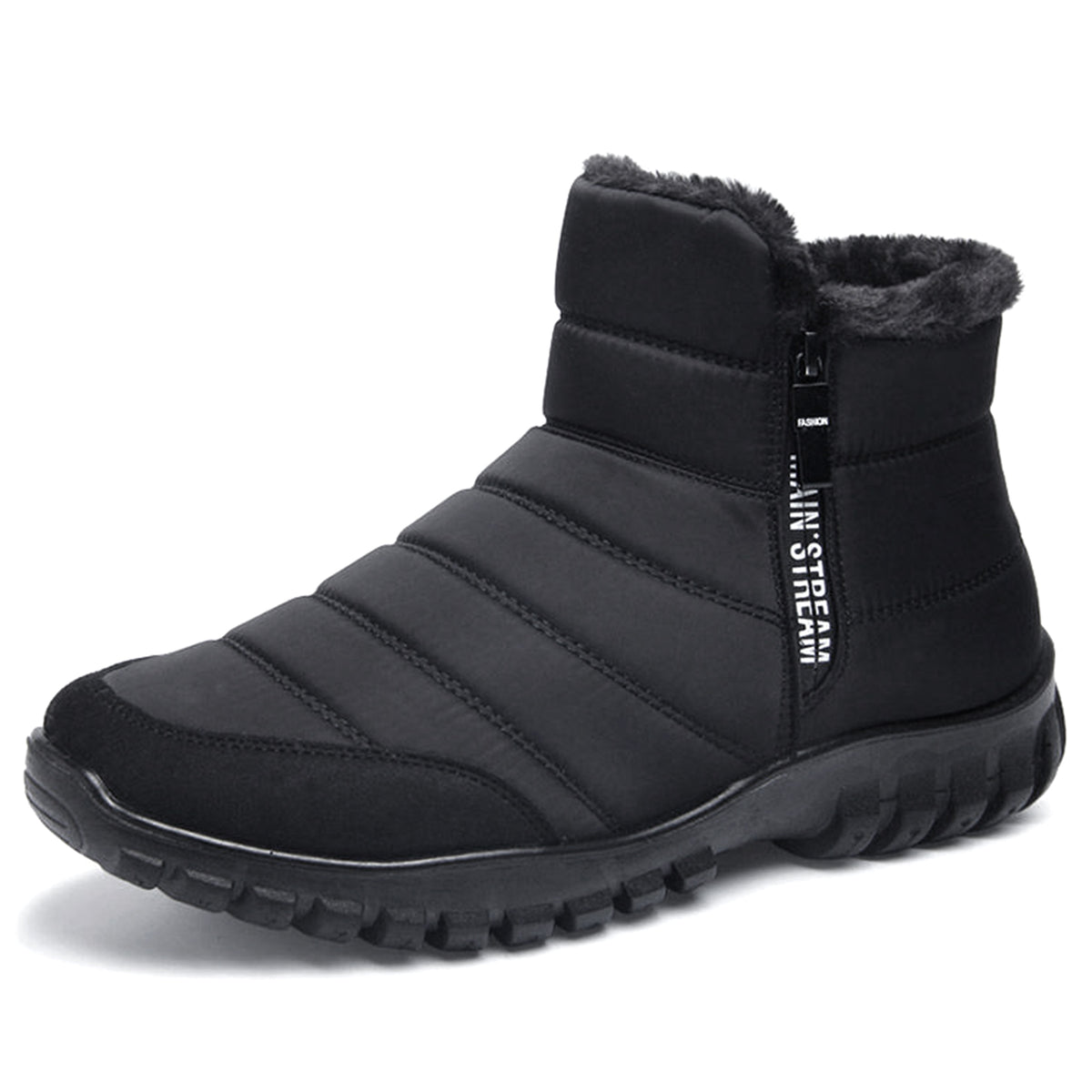 Mens Winter Snow Boots Fur Lined Warm Ankle Boots Zipper Closure Waterproof Outdoor Boots Men's Lightweight Comfortable Shoes