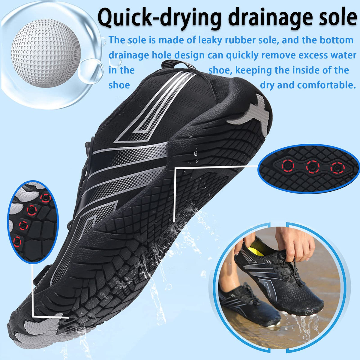 Water Shoes Mens Women Barefoot Shoes Quick Dry Aqua Outdoor Sports for Swim Pool Beach Surf Walk Water Yoga River Lake Hiking Kayaking