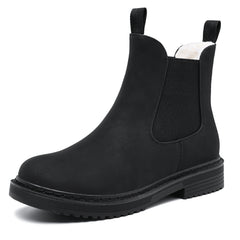 Women’s Chelsea Boots Winter Ankle Boots Faux Fur Lined Slip On Booties with Removable Warm Insole and Non Slip Rubber Lug Sole