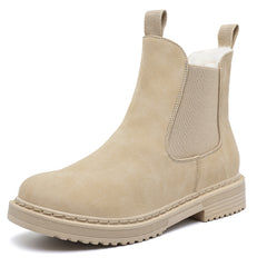 Women’s Chelsea Boots Winter Ankle Boots Faux Fur Lined Slip On Booties with Removable Warm Insole and Non Slip Rubber Lug Sole