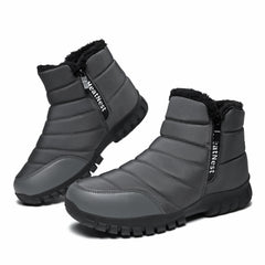 Mens Winter Snow Boots Waterproof Faux Fur Lined Ankle Boots with Side Zipper Non Slip Rubber Sole Warm Outdoor Walking Boots