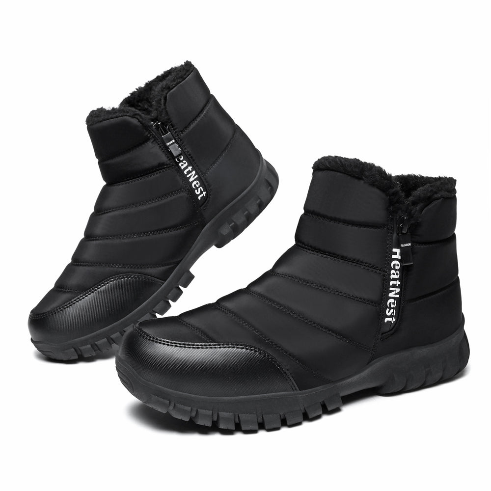 Mens Winter Snow Boots Waterproof Faux Fur Lined Ankle Boots with Side Zipper Non Slip Rubber Sole Warm Outdoor Walking Boots