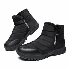 Mens Winter Snow Boots Waterproof Faux Fur Lined Ankle Boots with Side Zipper Non Slip Rubber Sole Warm Outdoor Walking Boots