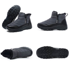 Mens Winter Snow Boots Fur Lined Warm Ankle Boots Zipper Closure Waterproof Outdoor Boots Men's Lightweight Comfortable Shoes