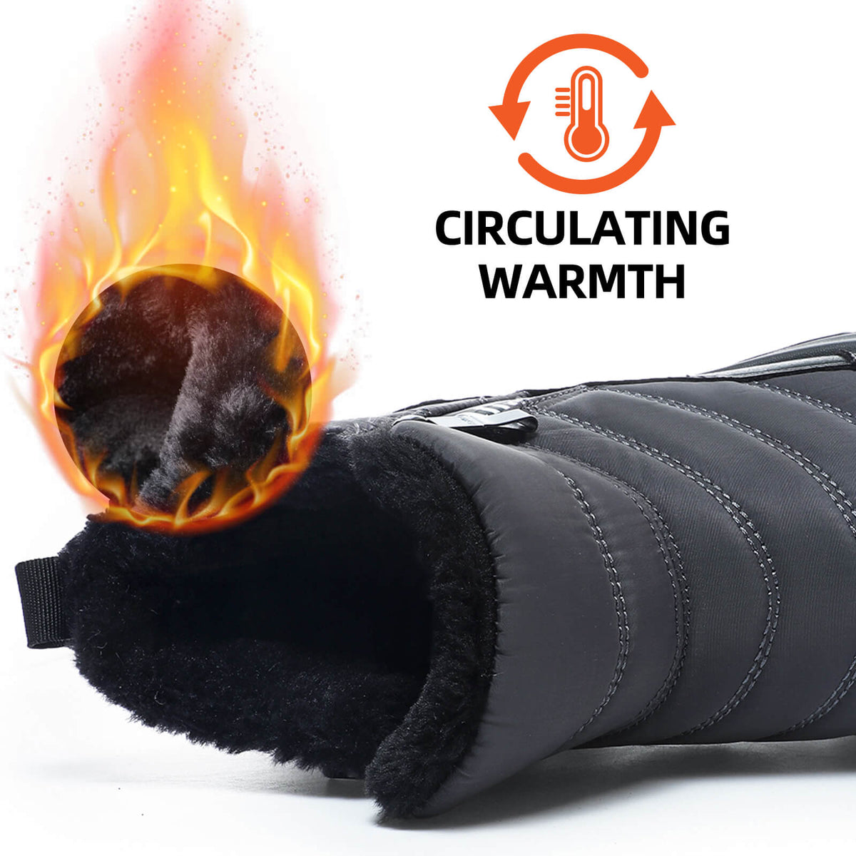 Mens Winter Snow Boots Fur Lined Warm Ankle Boots Zipper Closure Waterproof Outdoor Boots Men's Lightweight Comfortable Shoes