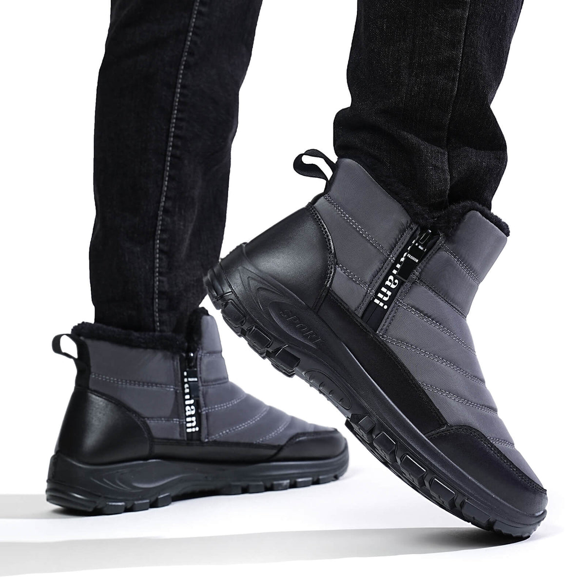Mens Winter Snow Boots Fur Lined Warm Ankle Boots Zipper Closure Waterproof Outdoor Boots Men's Lightweight Comfortable Shoes