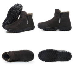 Mens Winter Snow Boots Fur Lined Warm Ankle Boots Zipper Closure Waterproof Outdoor Boots Men's Lightweight Comfortable Shoes