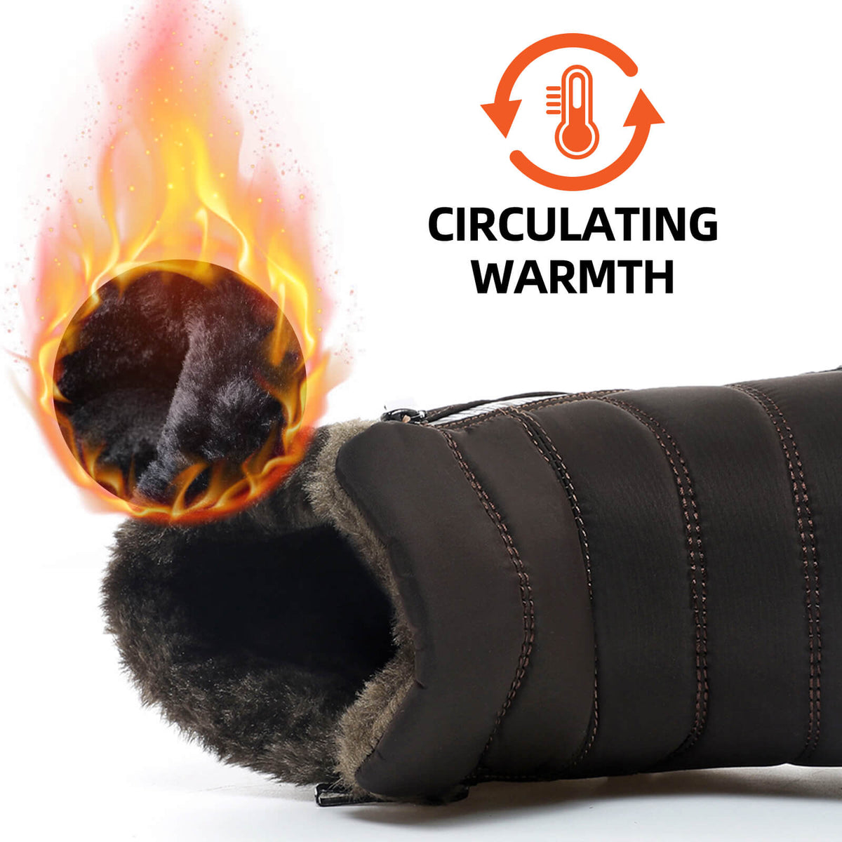 Mens Winter Snow Boots Fur Lined Warm Ankle Boots Zipper Closure Waterproof Outdoor Boots Men's Lightweight Comfortable Shoes